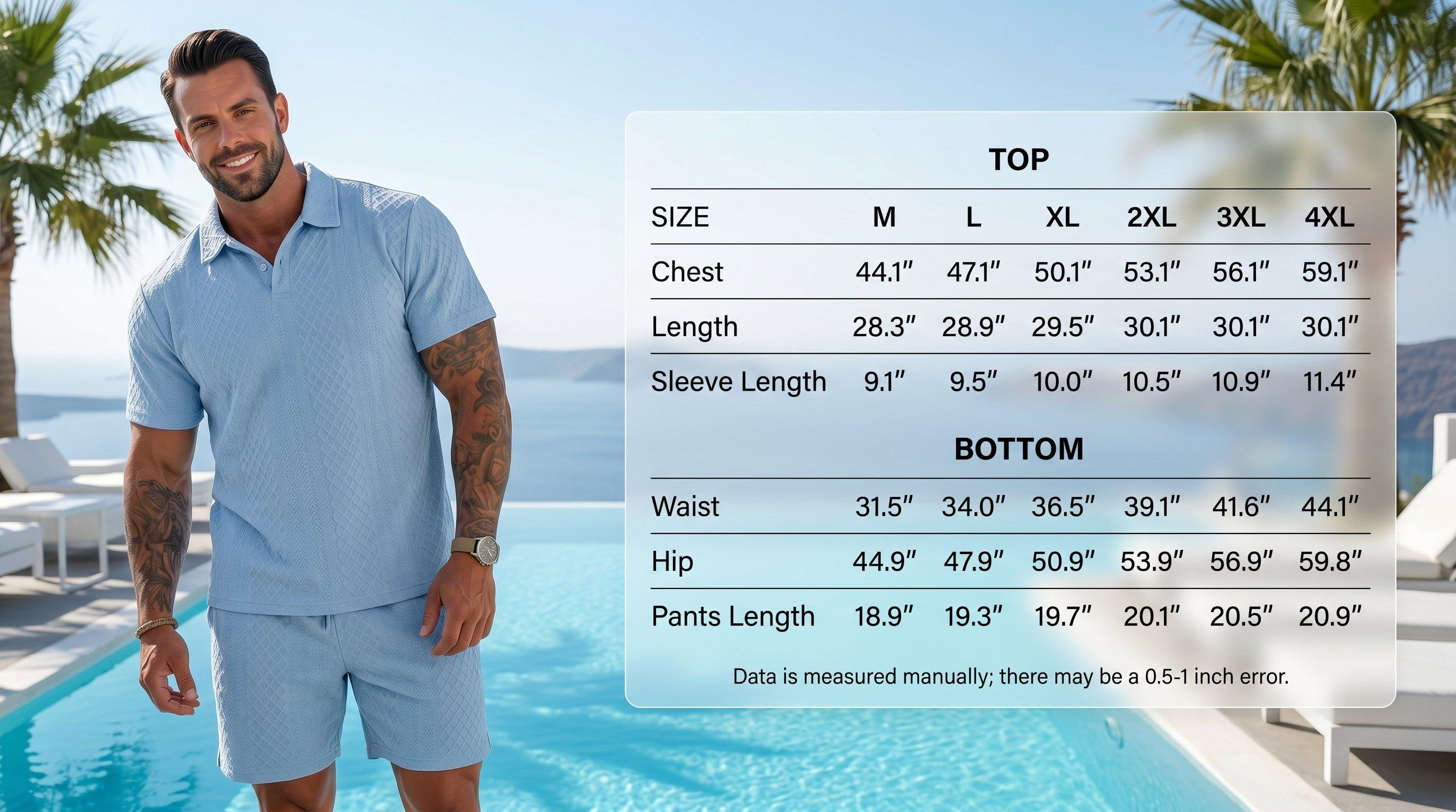 Men's Solid Polo Shirt & Drawstring Waist Shorts Set Cozy Breathable Two-piece