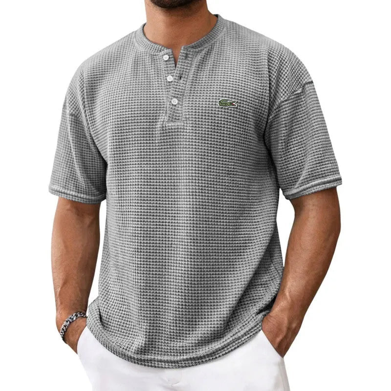 Cozy Waffle Knit Henley Tee