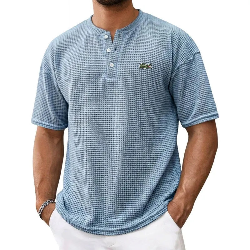 Cozy Waffle Knit Henley Tee
