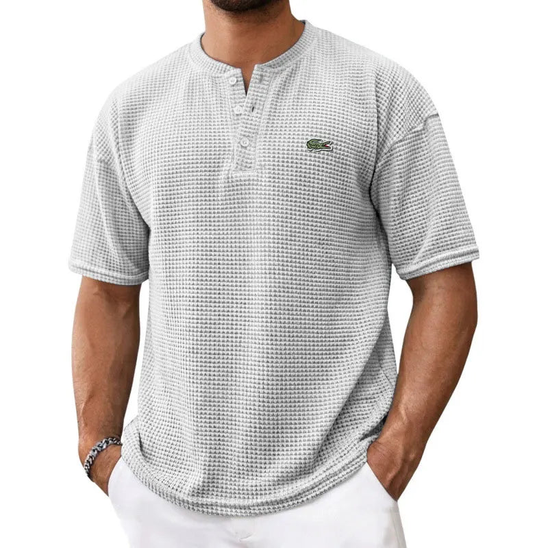 Cozy Waffle Knit Henley Tee