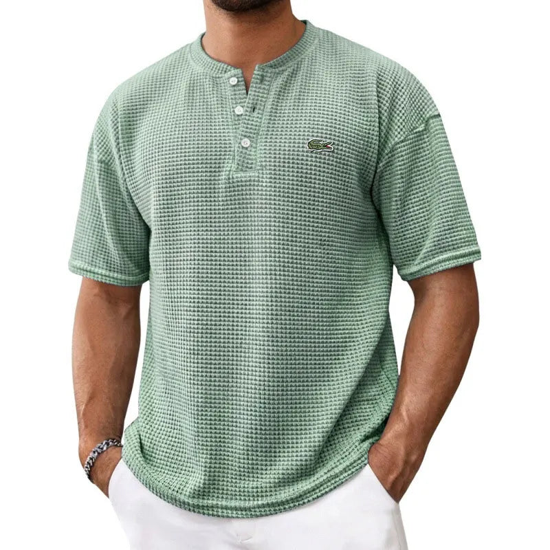 Cozy Waffle Knit Henley Tee