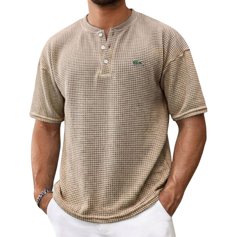 Cozy Waffle Knit Henley Tee