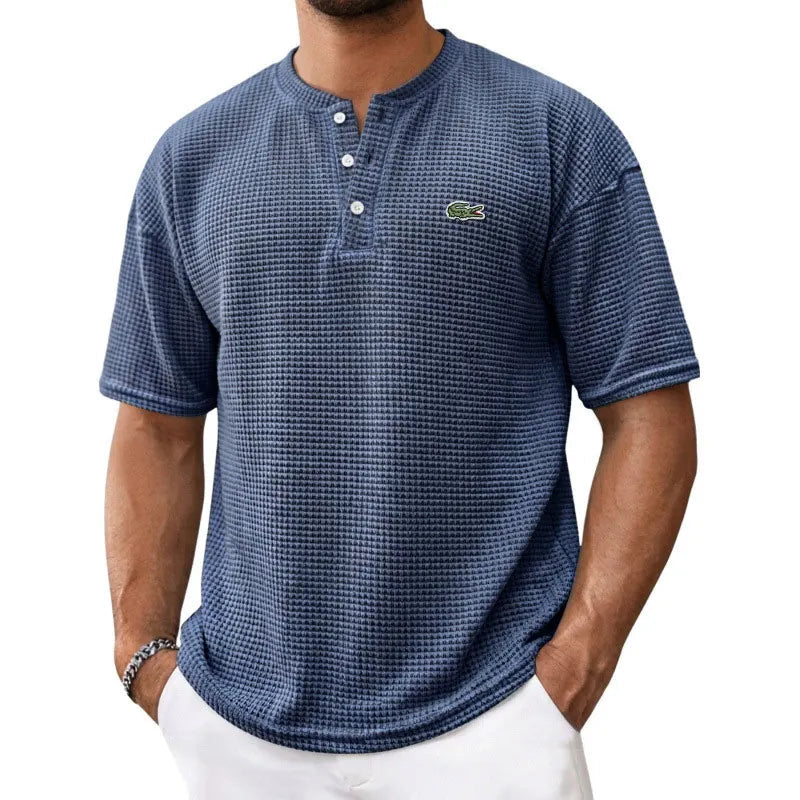 Cozy Waffle Knit Henley Tee