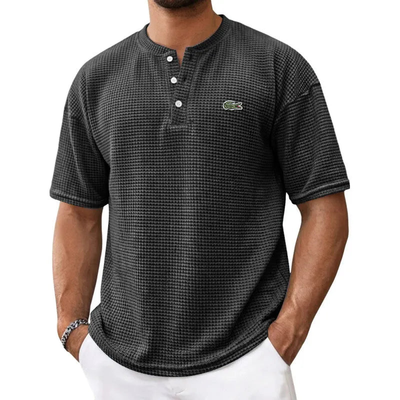 Cozy Waffle Knit Henley Tee