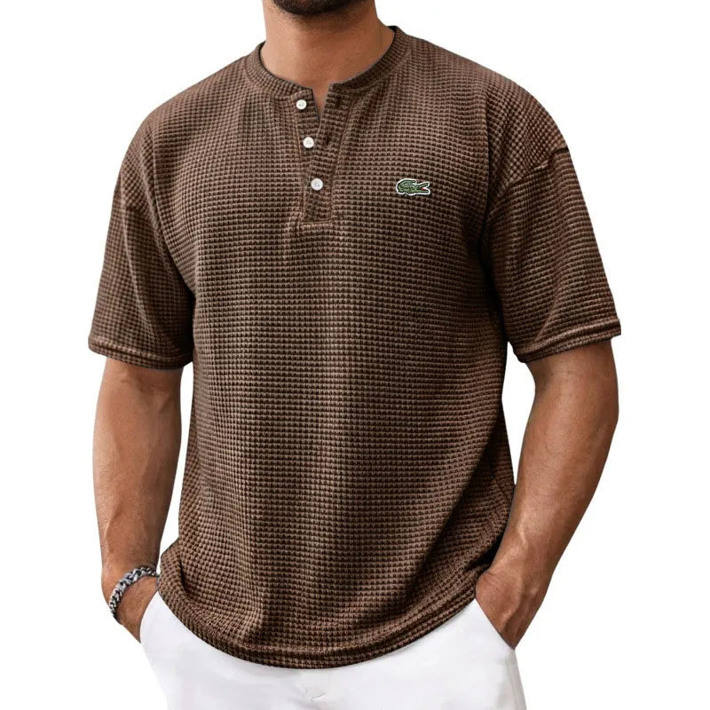 Cozy Waffle Knit Henley Tee